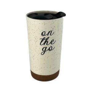 10 Strawberry St "on the go" Speckled Ceramic Insulated 12 Oz Travel Tumbler EUC
